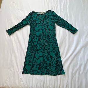 Lark & Ro - Teal & Navy Dress, Size Small. Knee length, 3/4 sleeves